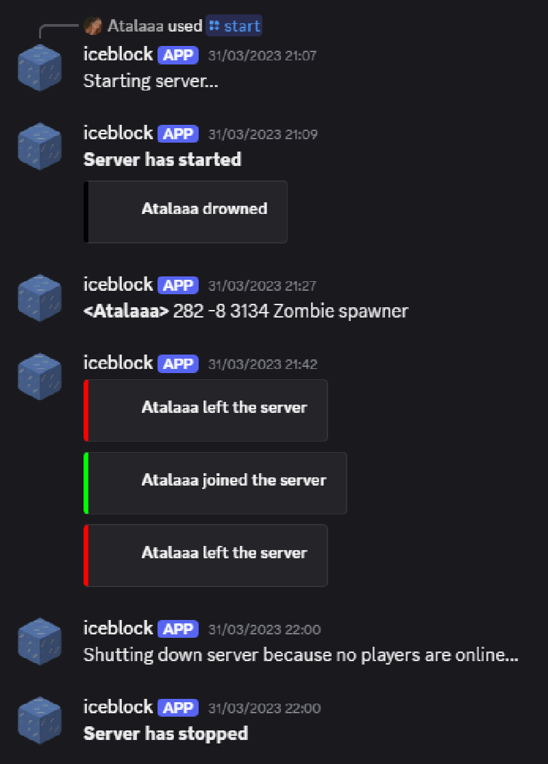 Screenshot of the controller usage in Discord