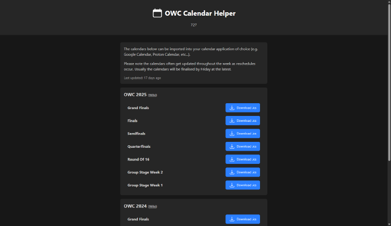 Screenshot of the home page