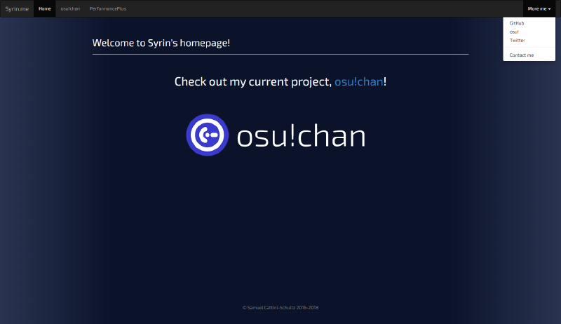 Screenshot of the home page