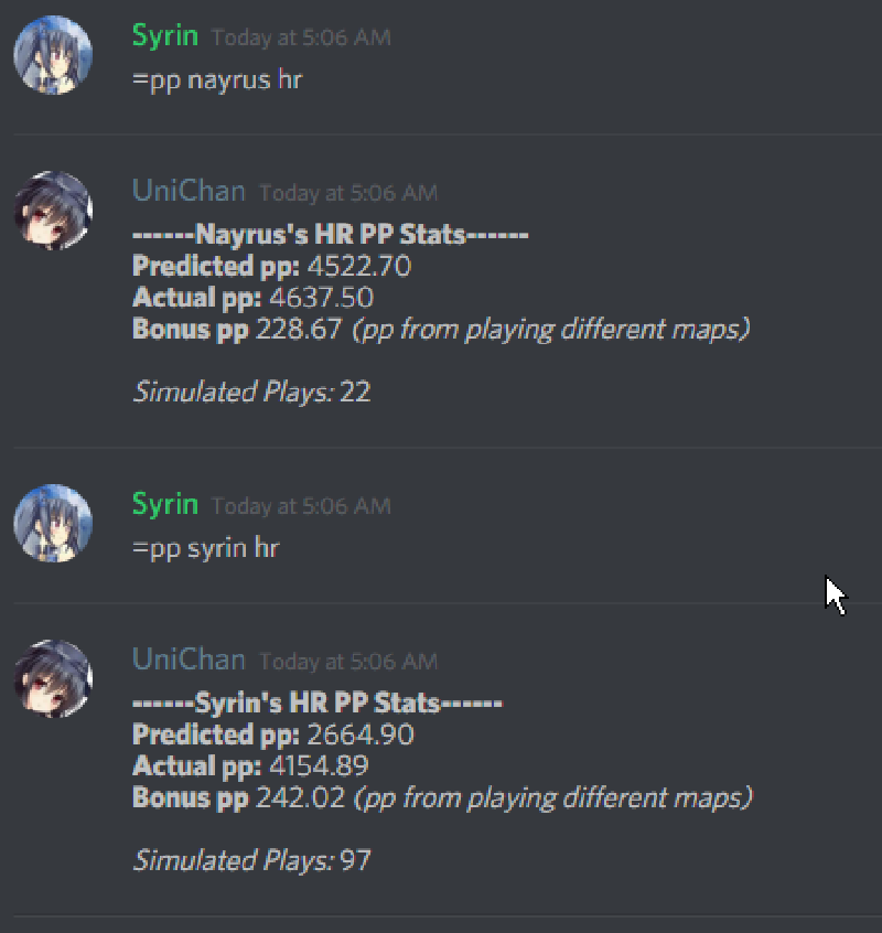 A discord chat screenshot